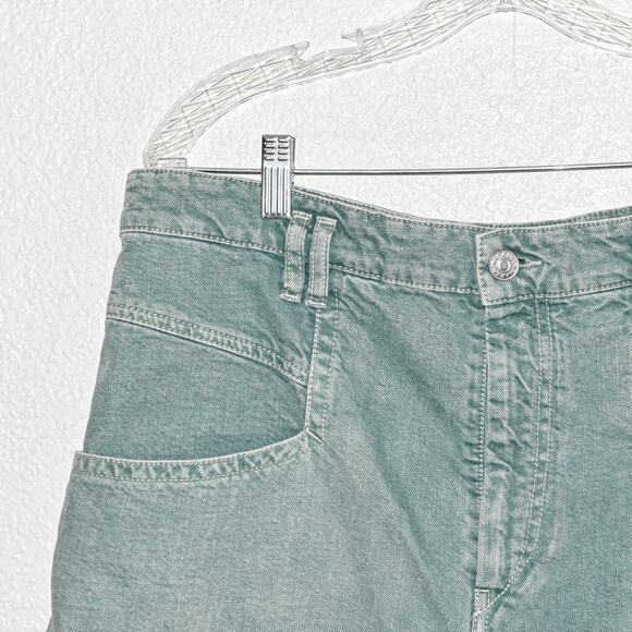Isabel Marant $335 Esquia High-Waisted Denim Shorts in Washed Green 44 34w - Picture 5 of 11